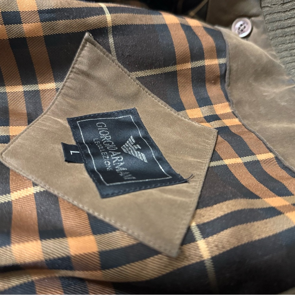 Giorgio Armani Brown and Tan Checkered Blazer